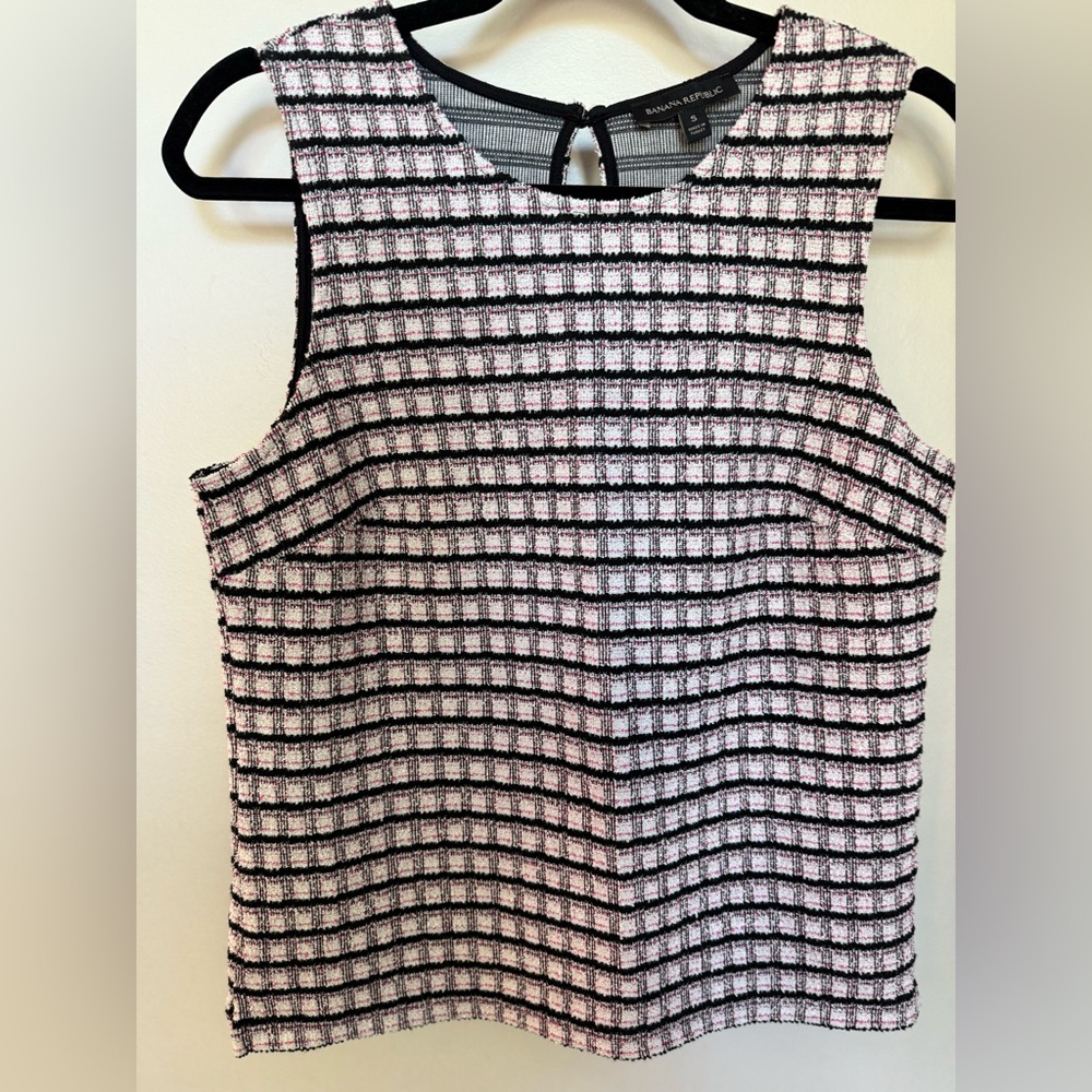 Banana Republic Black and Pink Tweed Top